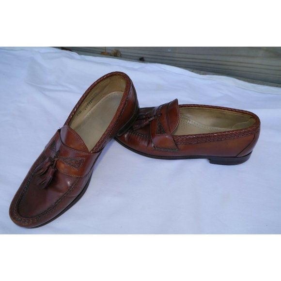 Allen Edmonds Shoes Maxfield Brown Mens 9.5 D Leather USA Tassel Loafers READ main image 11